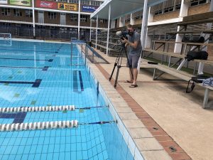 Poolside filming